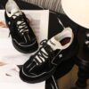 sy_no_523BE4E99C4E61DD3F343F5F8F08DFA5_5 Chanel Black and White Mixed Material Low-Top Sneaker with Contrast Piping and CC Logo