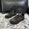sy_no_52F499B43BAF2B6059C6FC5F70B4CF6D_1 Prada Olive Suede Mesh-Spliced Triangle Logo Low-Top Sneaker
