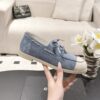 sy_no_5316C3E18E0FE2FA0BE943EF281AC671_2 Chanel Light Blue Suede Low-Top Shoe with Cap-Toe & CC Chain Detail
