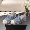 sy_no_5316C3E18E0FE2FA0BE943EF281AC671_4 Chanel Light Blue Suede Low-Top Shoe with Cap-Toe & CC Chain Detail