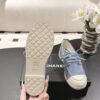 sy_no_5316C3E18E0FE2FA0BE943EF281AC671_7 Chanel Light Blue Suede Low-Top Shoe with Cap-Toe & CC Chain Detail