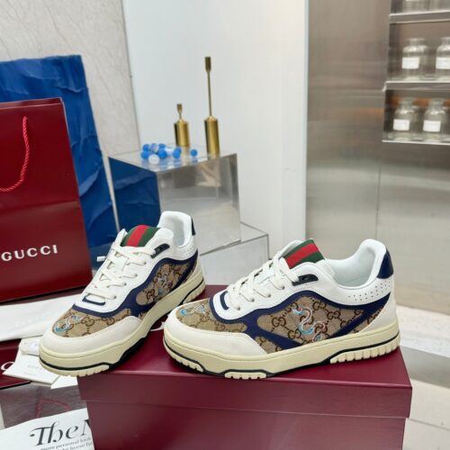 sy_no_541E8AE7AC14D3D2E101542876DA8BDE_0 Gucci MAC8 GG Canvas & Blue Leather Sneaker with Web Stripe