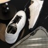 Chanel White and Black Mixed Material Low-Top Sneaker with Suede and CC Logo