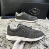 sy_no_55645E36F794D772E80F863542DB22CD_3 Prada Grey Suede Mesh-Spliced Triangle Logo Low-Top Sneaker