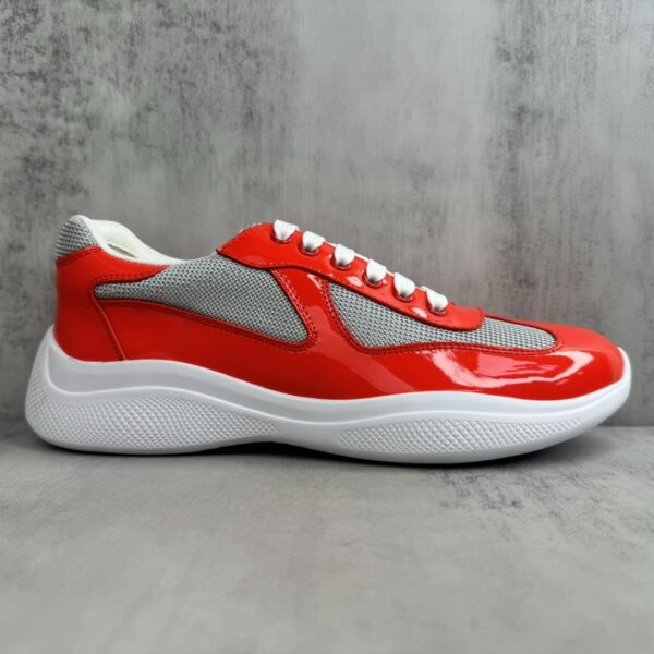 sy_no_556553E3A65AE968D72D0E0E0DF352FF_5 Prada America's Cup Red Patent Mesh Sneaker