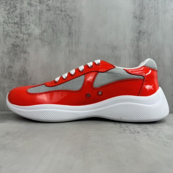 sy_no_556553E3A65AE968D72D0E0E0DF352FF_6 Prada America's Cup Red Patent Mesh Sneaker