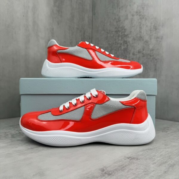 sy_no_556553E3A65AE968D72D0E0E0DF352FF_8 Prada America's Cup Red Patent Mesh Sneaker