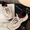sy_no_560C0E2DD154136B20A24989179C93C6_8 Chanel Off-White and Burgundy Mixed Material Low-Top Sneaker with Contrast Piping and CC Logo