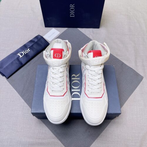 Dior White-Red Strap B27 High-Top Sneaker