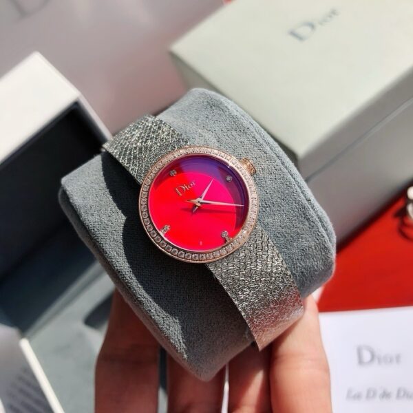 sy_no_58129C23428E1E557B2B8B336F0603F5_0 DIOR watch quartz movement stainless steel strap 25mm red dial women's watch 50m waterproof
