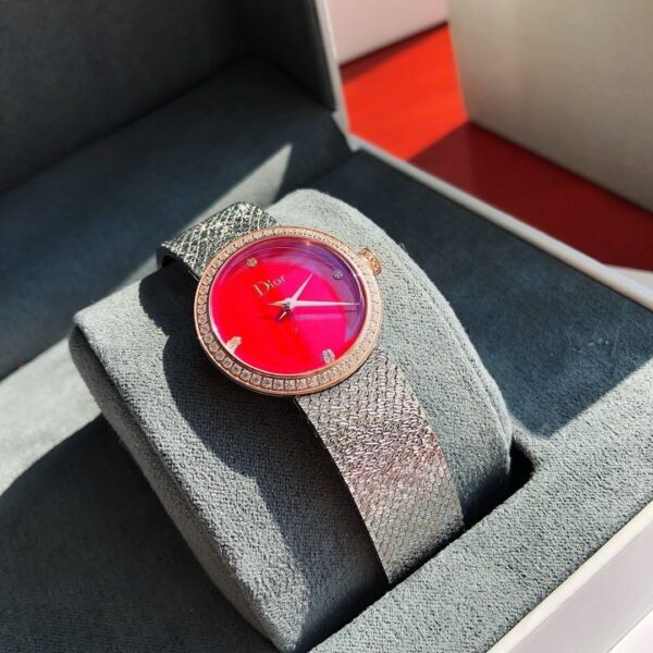 sy_no_58129C23428E1E557B2B8B336F0603F5_3 DIOR watch quartz movement stainless steel strap 25mm red dial women's watch 50m waterproof