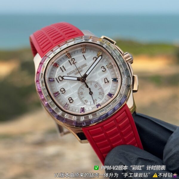 Patek Philippe AQUANAUT series automatic mechanical movement for women, Swiss watch with white dial