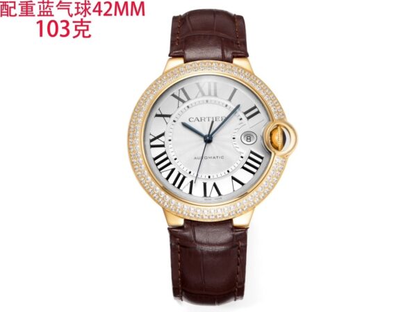 sy_no_5AB17B1139BFC2EAAABDA98EFD8BE930_0 Cartier Ballon Bleu leather strap couple mechanical watch men's and women's watches
