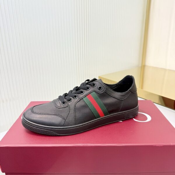 sy_no_5B617B9BE7658988BDFF790E3705F644_2 Gucci Black Leather Sneaker with Web Stripe