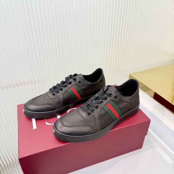 sy_no_5B617B9BE7658988BDFF790E3705F644_5 Gucci Black Leather Sneaker with Web Stripe