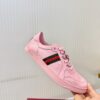 Gucci Pink Leather Sneaker with Web Stripe