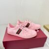 Gucci Pink Leather Sneaker with Web Stripe