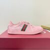 Gucci Pink Leather Sneaker with Web Stripe