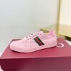 Gucci Pink Leather Sneaker with Web Stripe