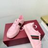 Gucci Pink Leather Sneaker with Web Stripe