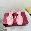 Gucci Pink Leather Sneaker with Web Stripe