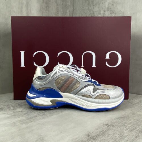 sy_no_5C58F45F0E2704D03AEF7C91D0946EBD_0 Gucci Re-Web / Chunky Technical Sneaker in Silver & Blue with Web Stripe