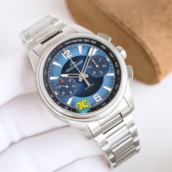 Jaeger LeCoultre automatic mechanical movement 100 meter waterproof men's watch Swiss watch 42mm blue dial rubber stainless steel strap