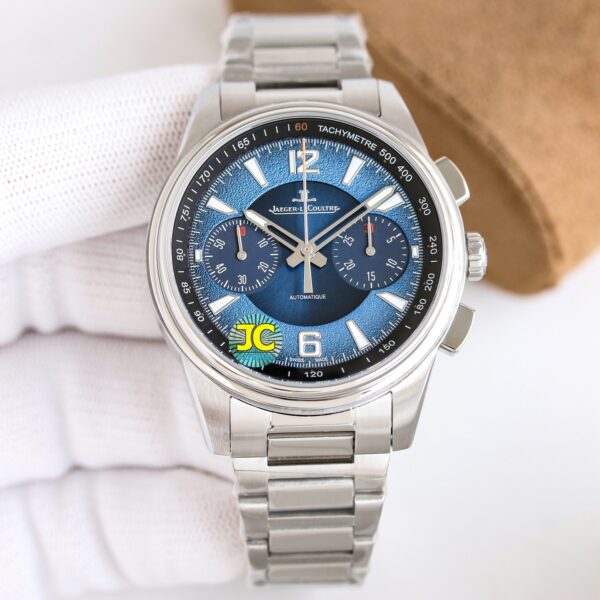 Jaeger LeCoultre automatic mechanical movement 100 meter waterproof men's watch Swiss watch 42mm blue dial rubber stainless steel strap