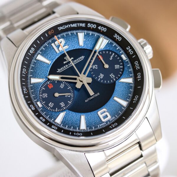 Jaeger LeCoultre automatic mechanical movement 100 meter waterproof men's watch Swiss watch 42mm blue dial rubber stainless steel strap