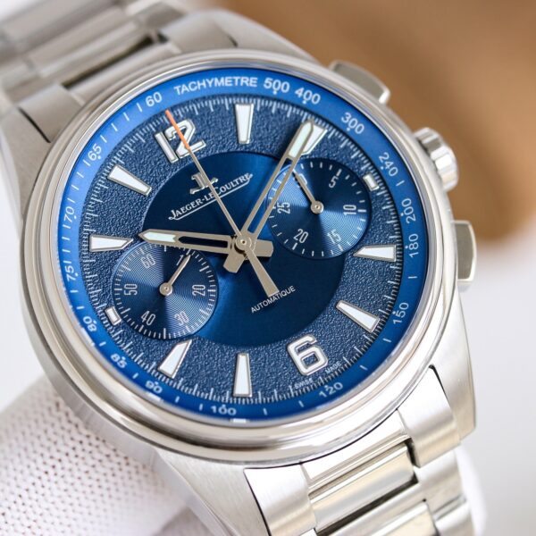 Jaeger LeCoultre automatic mechanical movement 100 meter waterproof men's watch Swiss watch 42mm blue dial rubber stainless steel strap