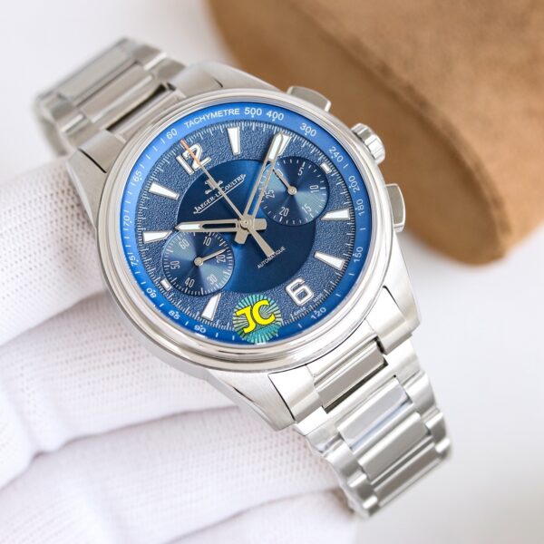 Jaeger LeCoultre automatic mechanical movement 100 meter waterproof men's watch Swiss watch 42mm blue dial rubber stainless steel strap