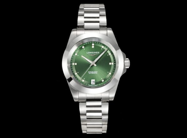 sy_no_5DBD1AC8BD29AD3FBAF4F7B22D647D36_0 LONGINES Kangkas Yuedong series automatic mechanical movement 100 meter waterproof women's watch Swiss watch 34mm green dial stainless steel strap