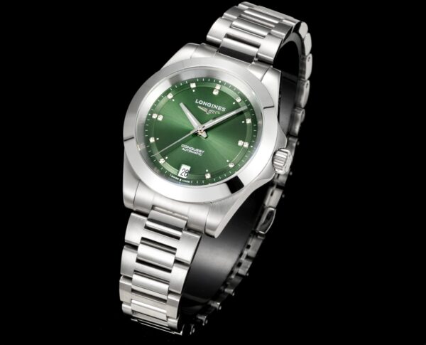 sy_no_5DBD1AC8BD29AD3FBAF4F7B22D647D36_1 LONGINES Kangkas Yuedong series automatic mechanical movement 100 meter waterproof women's watch Swiss watch 34mm green dial stainless steel strap
