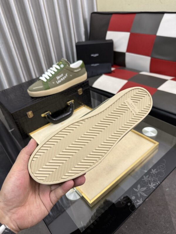 sy_no_5DE7F1C5AE486D52E88321EFCEB91907_8 Saint Laurent Olive Canvas Green Leather Low-Top Sneaker