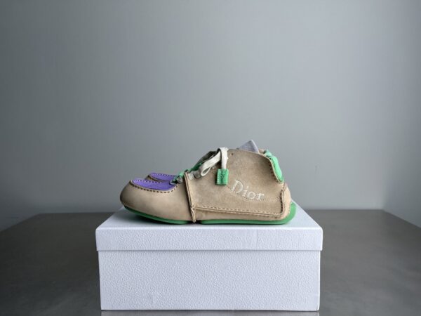 Dior Beige-Purple-Green Suede Mesh Mid-Top Sneaker