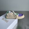 Dior Beige-Purple-Green Suede Mesh Mid-Top Sneaker