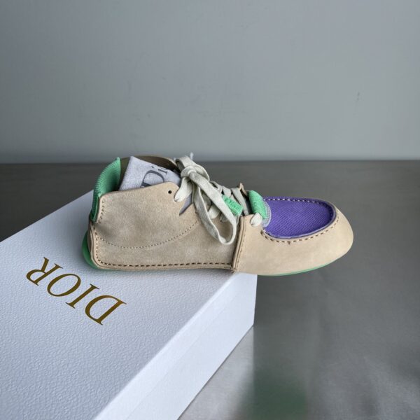 Dior Beige-Purple-Green Suede Mesh Mid-Top Sneaker