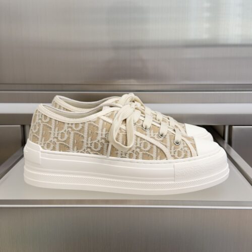 Dior Beige Oblique Jacquard Platform Low-Top Sneaker