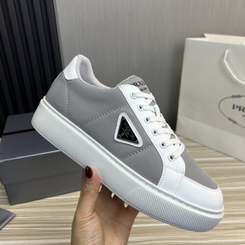 sy_no_607631097244EF3BE2EA5636E168F3B4_0 Prada Grey and White Chunky Low-Top Casual Sneaker