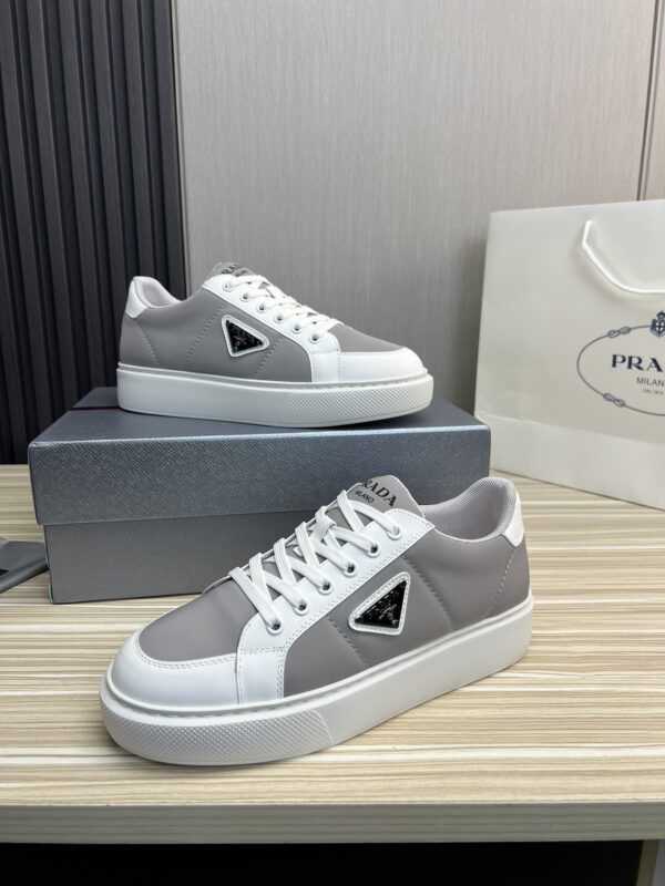 Prada Grey and White Chunky Low-Top Casual Sneaker