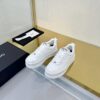 Chanel All-White Leather Platform Low-Top Sneaker with Embossed Heel Logo and Ribbed Sole