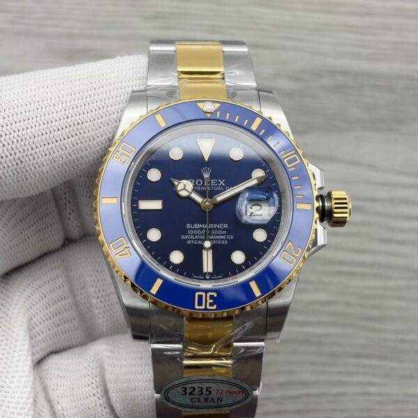 Rolex automatic mechanical movement 300 meter waterproof men's watch Swiss watch 40mm blue dial gold steel case