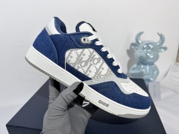 sy_no_62E0172D7F0A063FB54223314E7846E2_0 Dior Blue Denim White Rhinestone Logo Low Sneaker