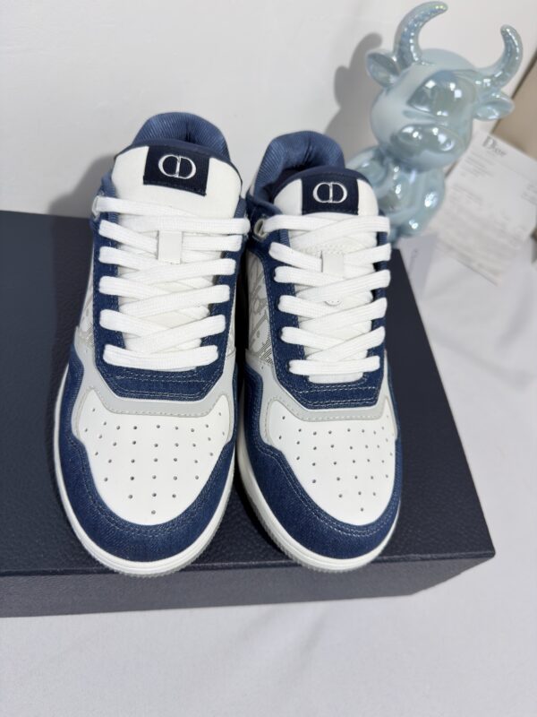sy_no_62E0172D7F0A063FB54223314E7846E2_6 Dior Blue Denim White Rhinestone Logo Low Sneaker
