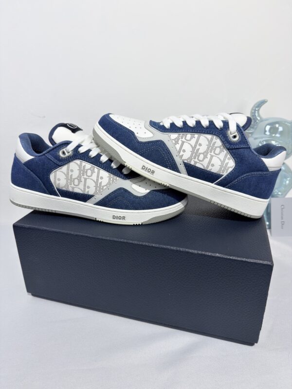 sy_no_62E0172D7F0A063FB54223314E7846E2_7 Dior Blue Denim White Rhinestone Logo Low Sneaker