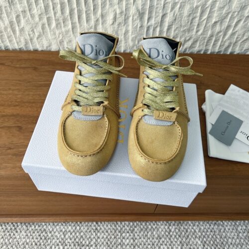 Dior Golden Suede Mid-Top Lace-Up Sneaker