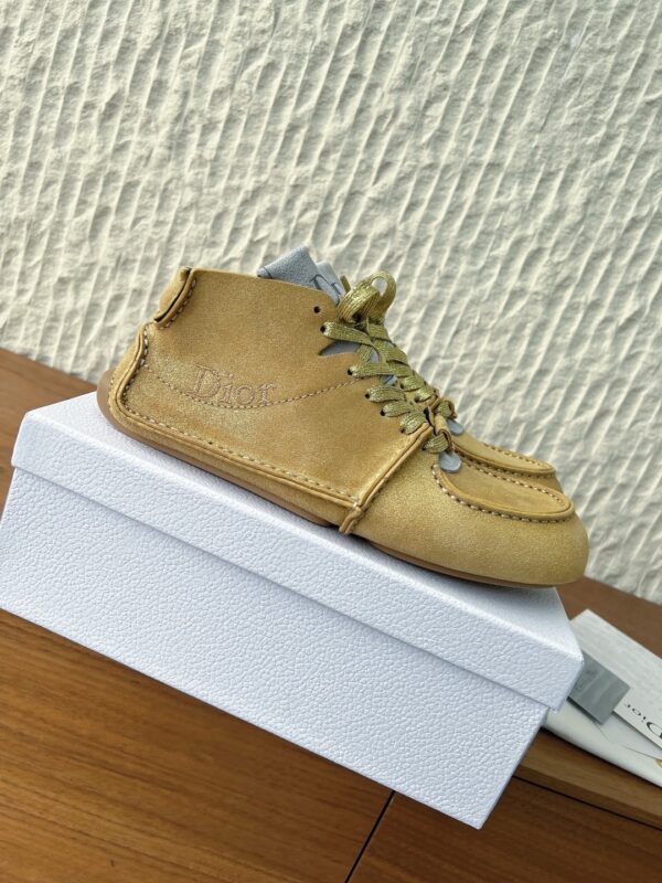 Dior Golden Suede Mid-Top Lace-Up Sneaker
