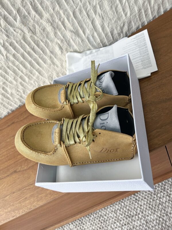 Dior Golden Suede Mid-Top Lace-Up Sneaker