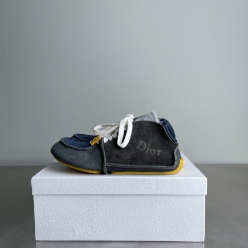 Dior Grey-Navy Suede Mesh Mid-Top Sneaker