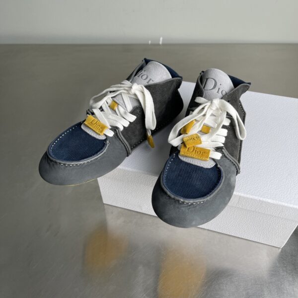 Dior Grey-Navy Suede Mesh Mid-Top Sneaker